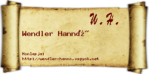 Wendler Hannó névjegykártya